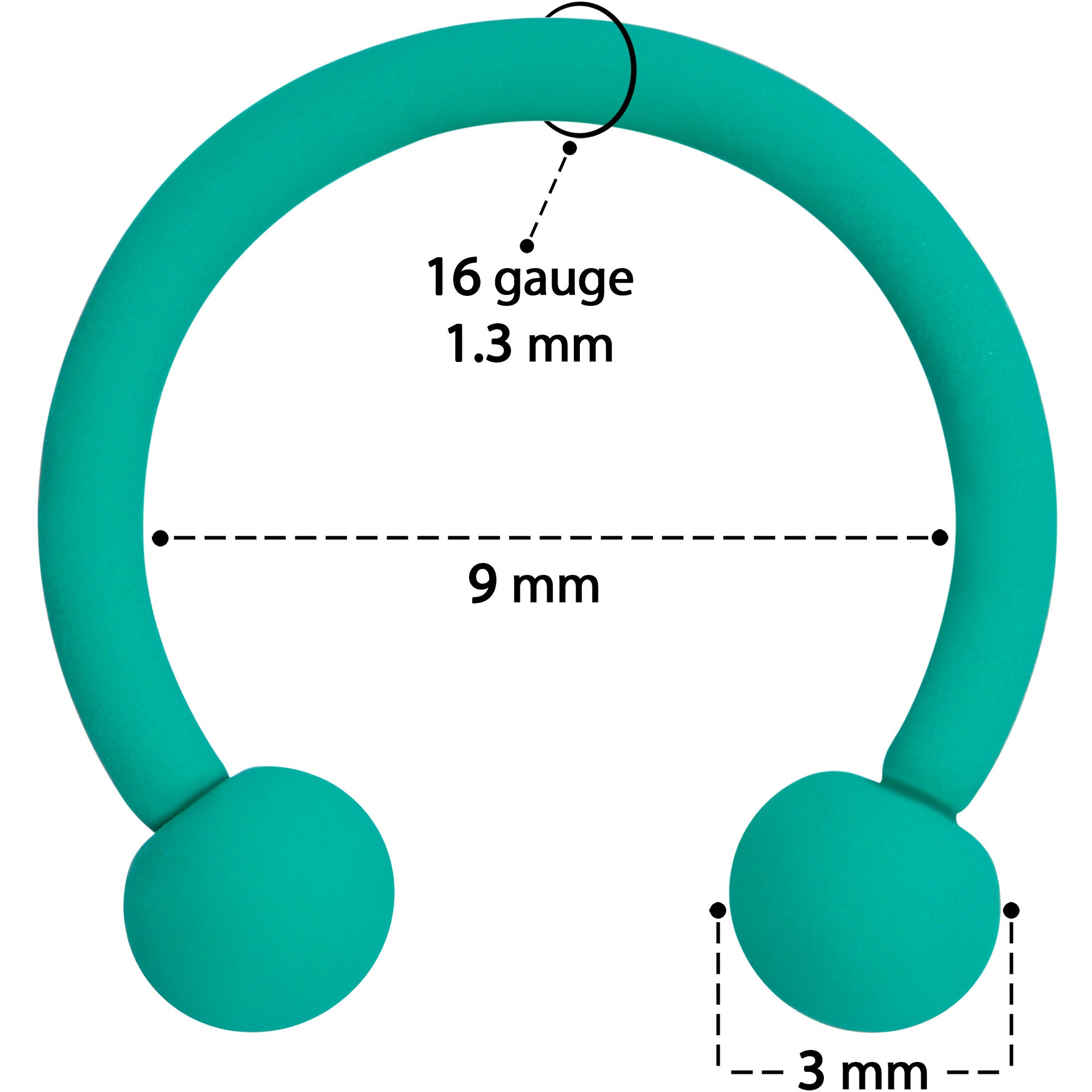 BodyCandy 16G 3/8 Totally Teal Matte Horseshoe Circular Barbell — in-use photo