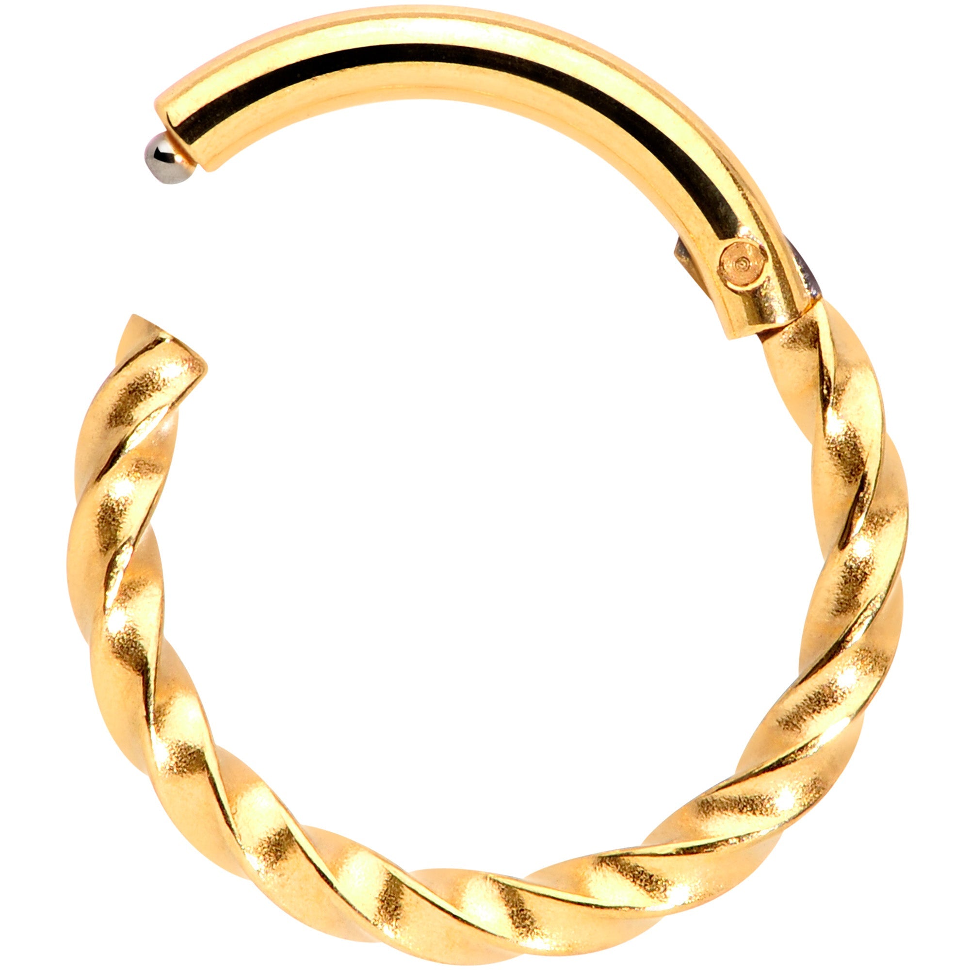 BodyCandy 16G 5/16 Gold Tone Twisted Elegance Cartilage Clicker — detail close-up