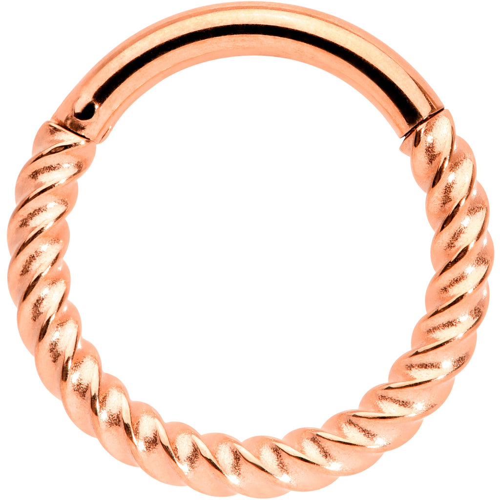 BodyCandy 14G 3/8 Rose Gold Tone Twisted Elegance Septum Clicker — main product shot