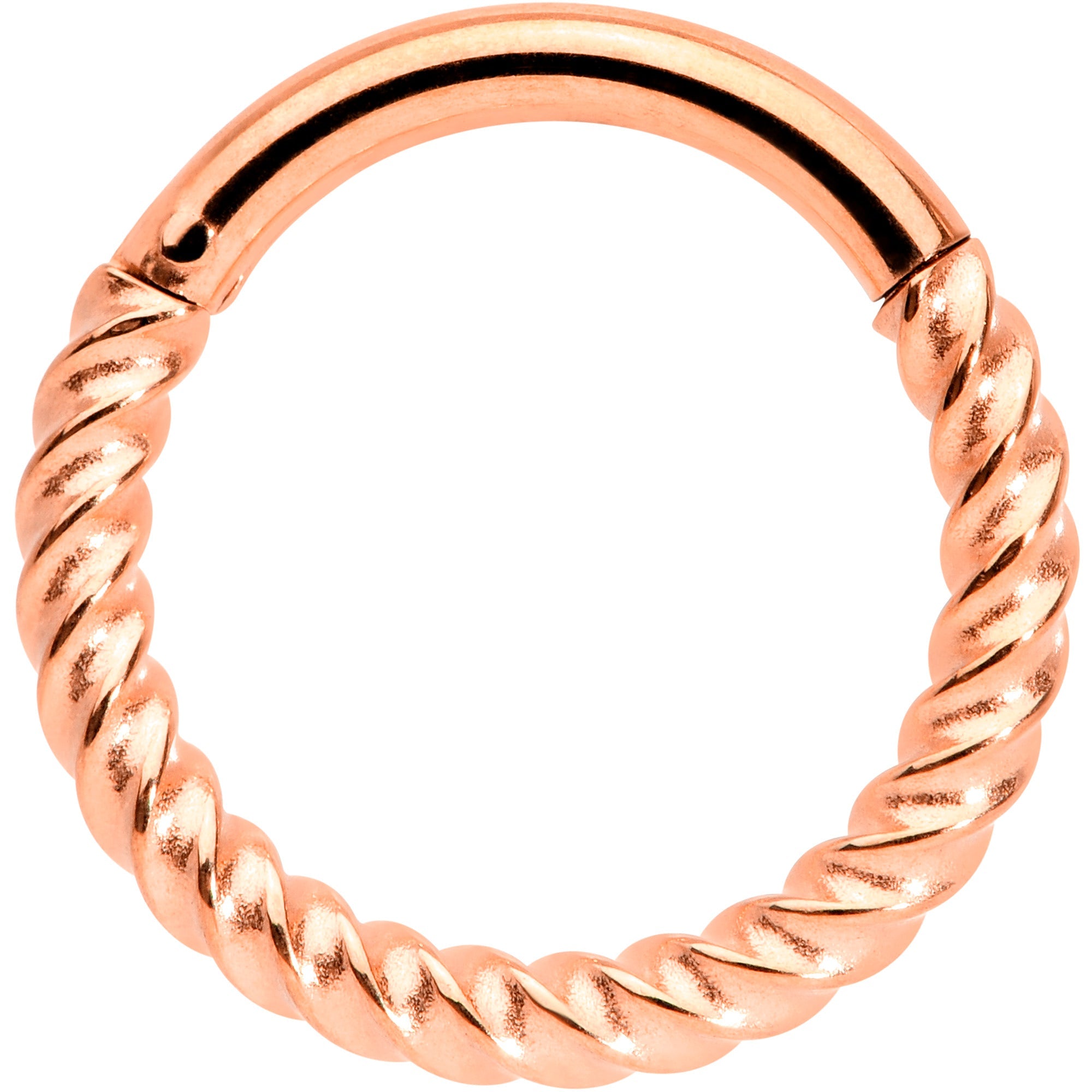 BodyCandy 14G 3/8 Rose Gold Tone Twisted Elegance Septum Clicker — main product shot