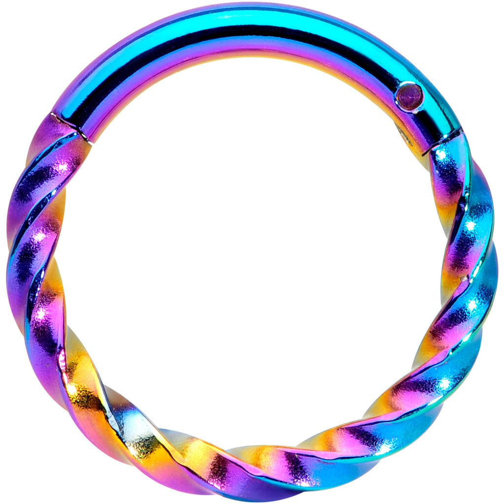 BodyCandy 16G 5/16 Rainbow Twisted Elegance Cartilage Clicker — main product shot