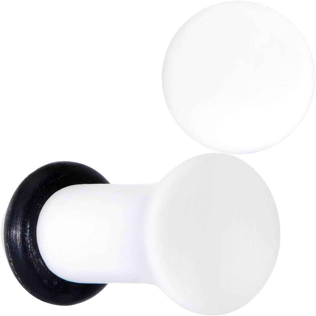BodyCandy Wonderful White Matte Acrylic Single Flare Plug Set — in-use photo
