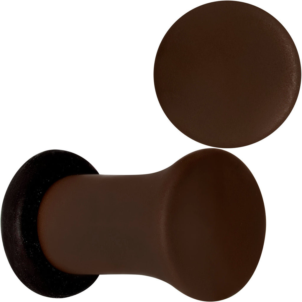 BodyCandy Delicious Dark Brown Matte Acrylic Single Flare Plug Set — size reference