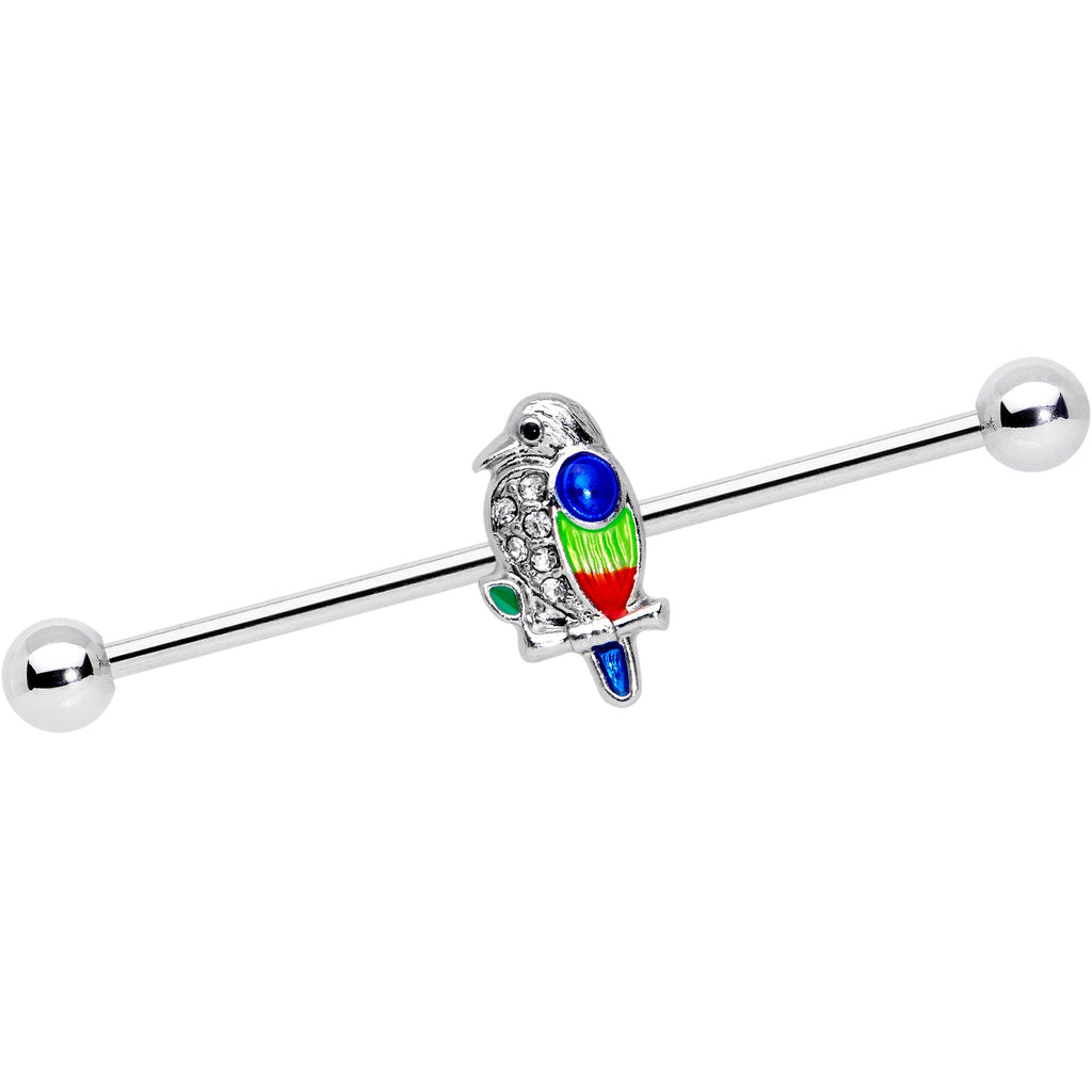 BodyCandy 14G Clear Gem Tropical Parrot Bird Industrial Barbell 38mm — main product shot