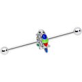 BodyCandy 14G Clear Gem Tropical Parrot Bird Industrial Barbell 38mm — main product shot