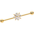 BodyCandy 14G Clear CZ Gem Gold Tone Star Burst Industrial Barbell 38mm — main product shot