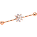 BodyCandy 14G Clear CZ Gem Rose Gold Tone Star Burst Industrial Barbell 38mm — main product shot