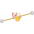 BodyCandy 14G Aurora Gem Gold Tone Butterfly Flower Industrial Barbell 38mm — main product shot
