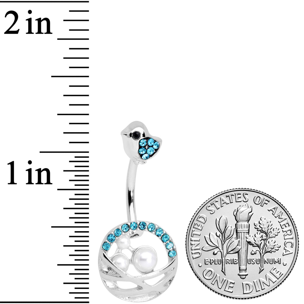 BodyCandy Aqua Gem Chick Basket of Eggs Belly Ring — detail close-up
