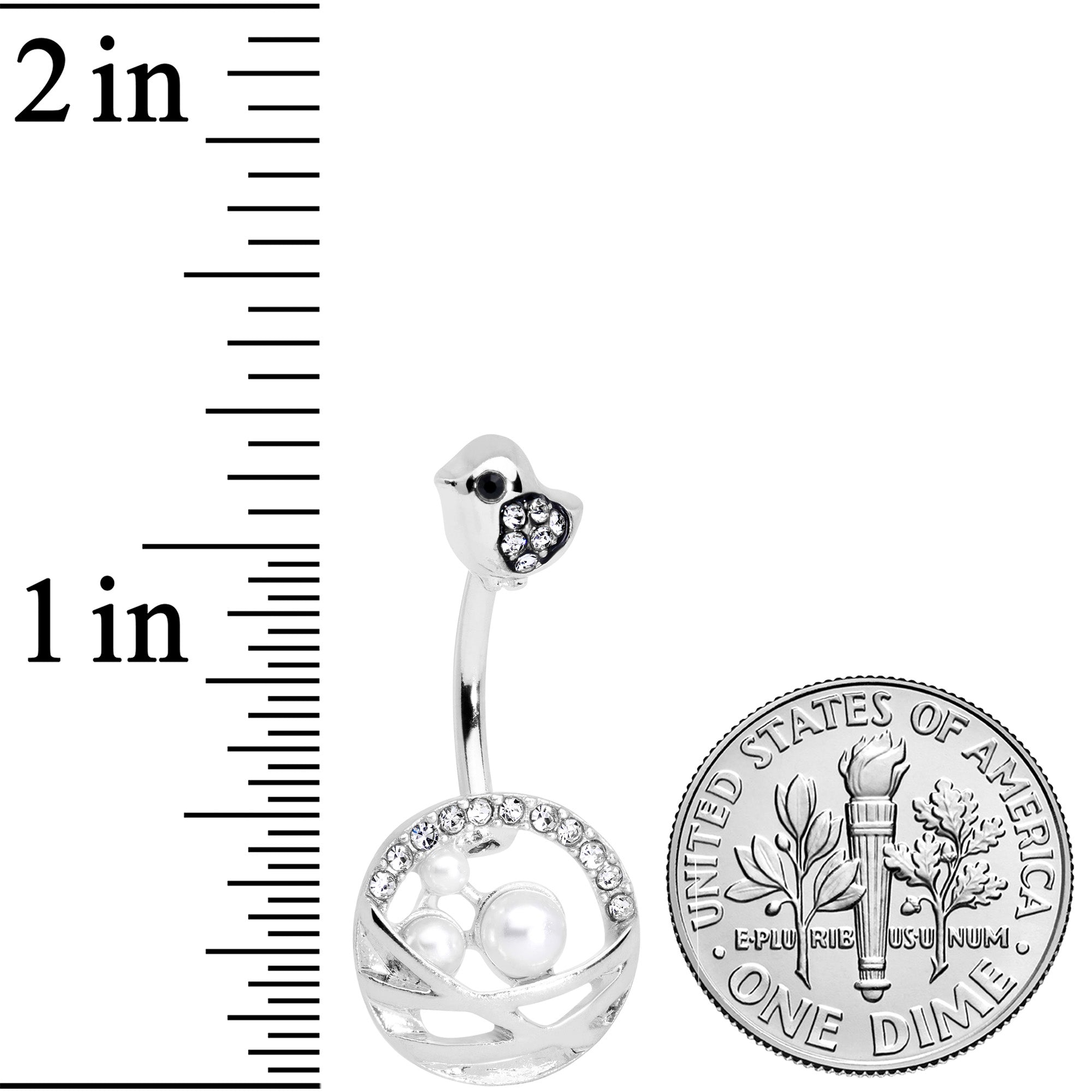 BodyCandy Clear Gem Chick Basket of Eggs Belly Ring — detail close-up