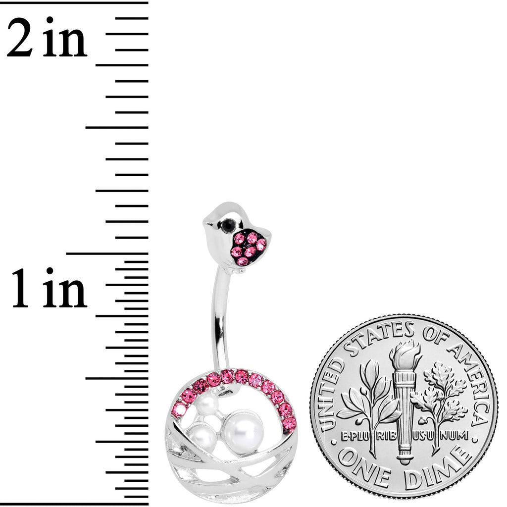 BodyCandy Pink Gem Chick Basket of Eggs Belly Ring — detail close-up