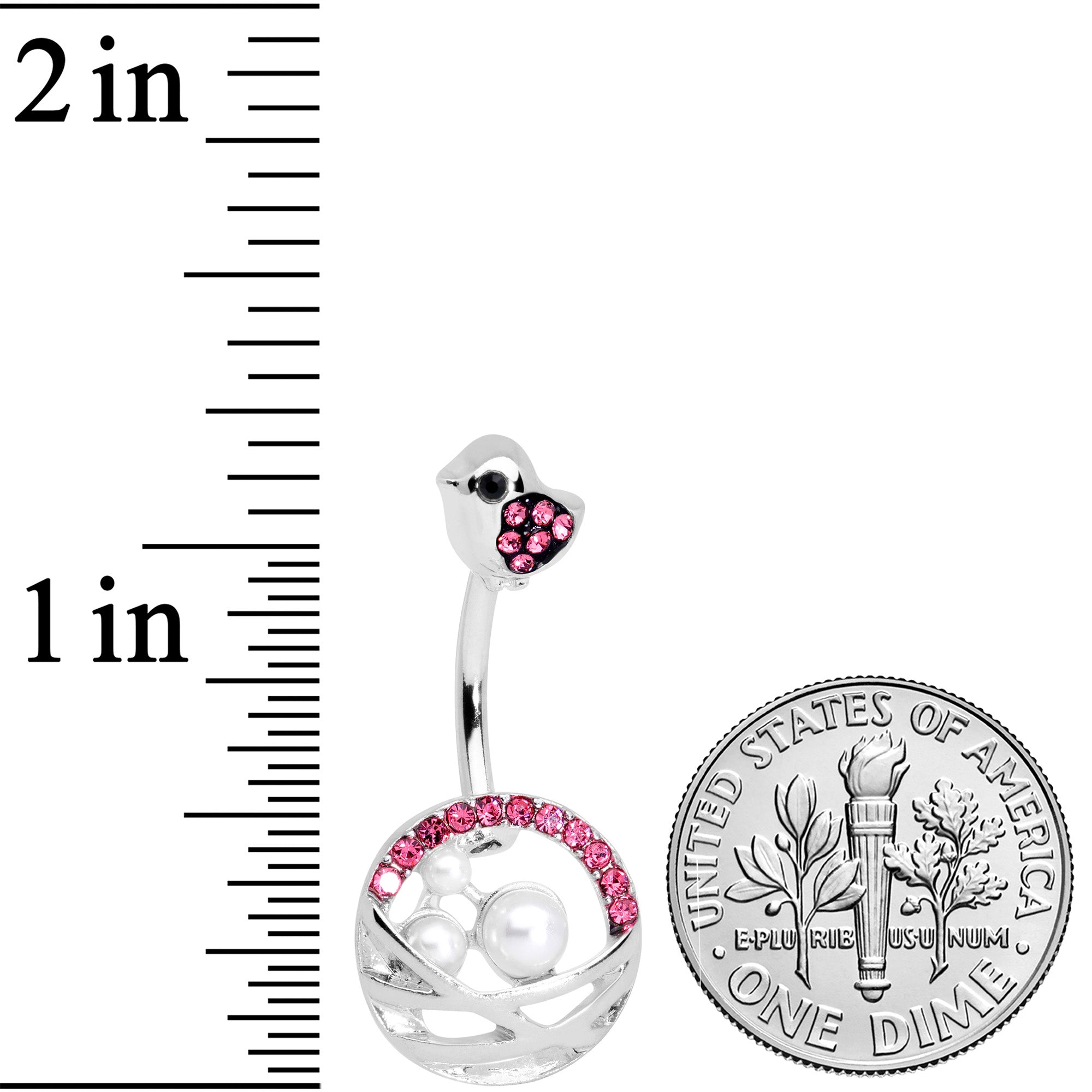 BodyCandy Pink Gem Chick Basket of Eggs Belly Ring — detail close-up