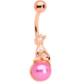 BodyCandy Rose Gold Tone Dog on Pink Orb Belly Ring — main product shot