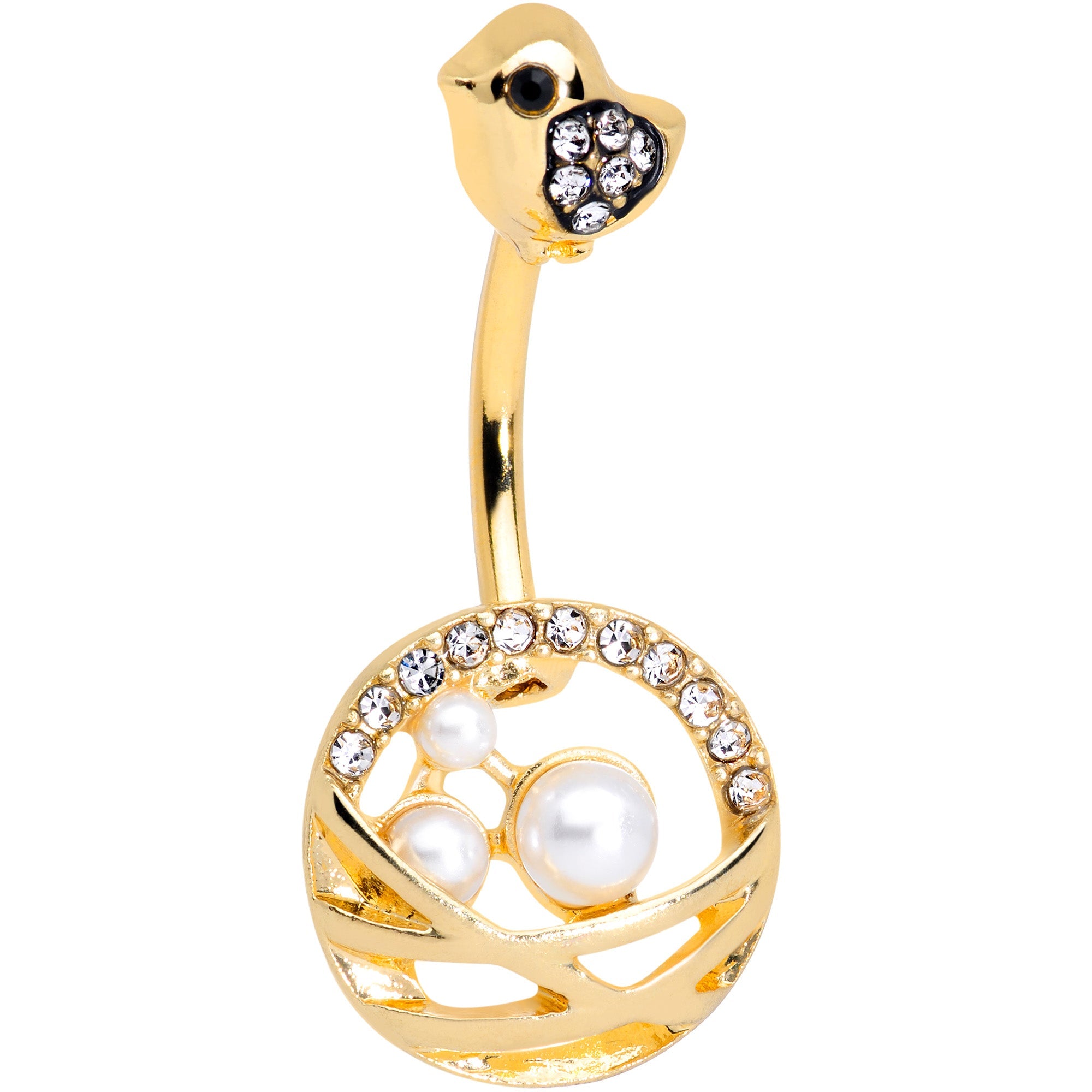 BodyCandy Clear Gem Gold Tone Chick Basket of Eggs Belly Ring — main product shot