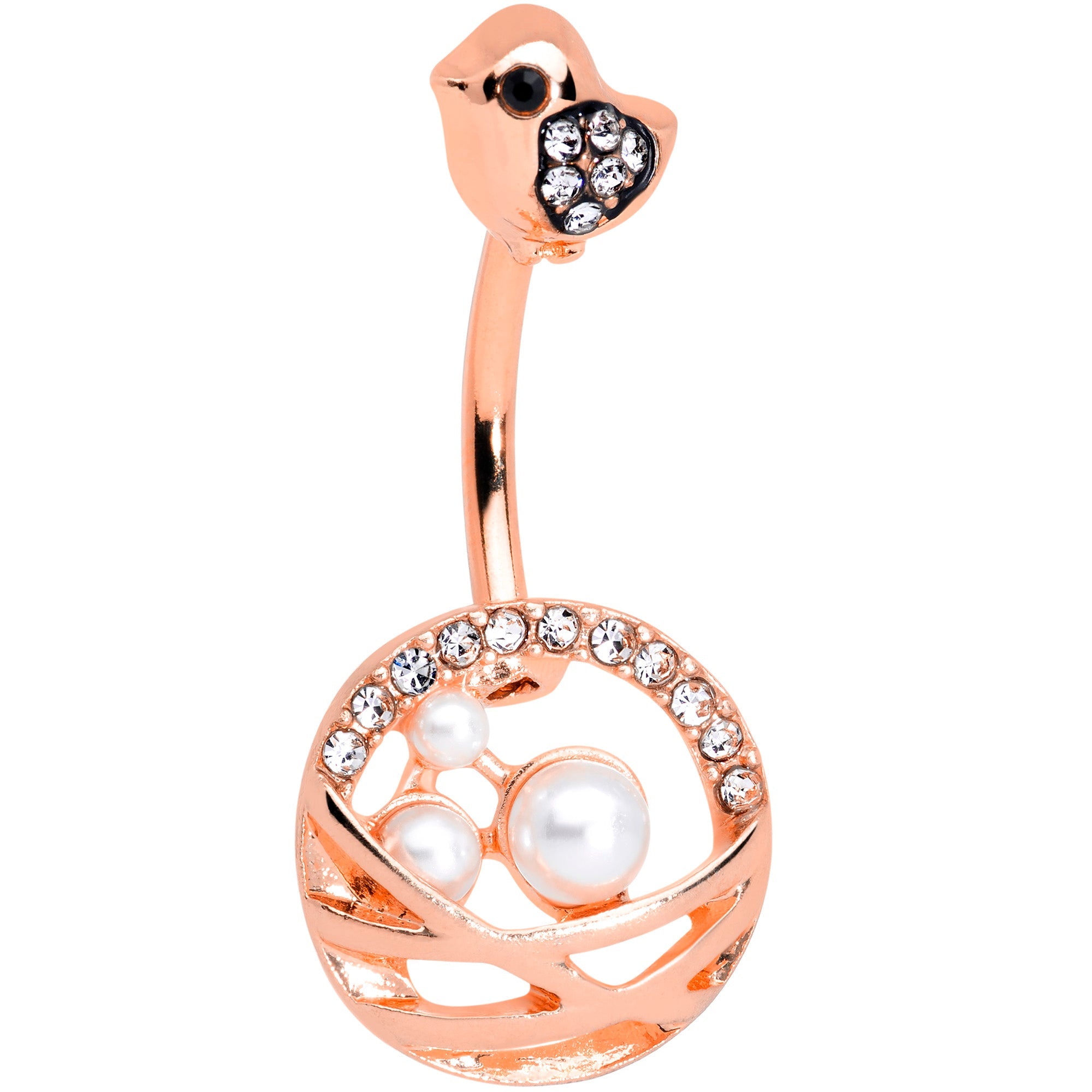 BodyCandy Clear Gem Rose Gold Tone Chick Basket of Eggs Belly Ring — main product shot