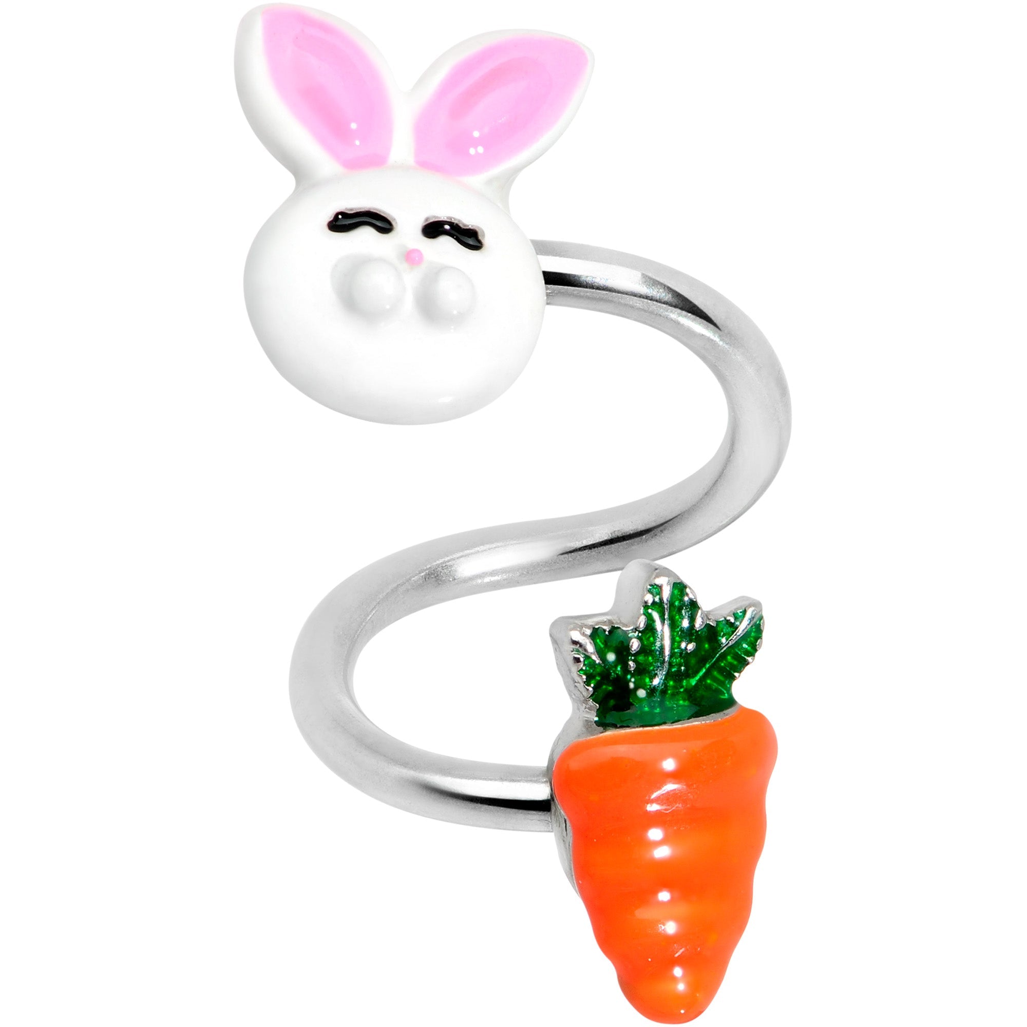 BodyCandy Happy Easter Bunny Carrot Spiral Twister Belly Ring — main product shot