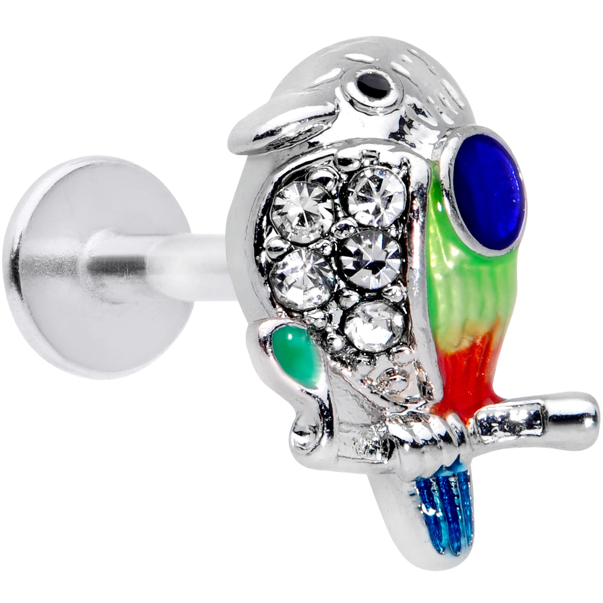 BodyCandy 16G 5/16 Clear Gem Tropical Parrot Bird Labret Monroe Tragus — main product shot