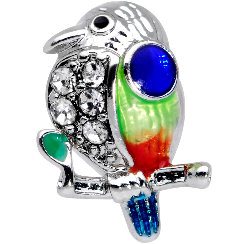 BodyCandy 16G 5/16 Clear Gem Tropical Parrot Bird Labret Monroe Tragus — detail close-up