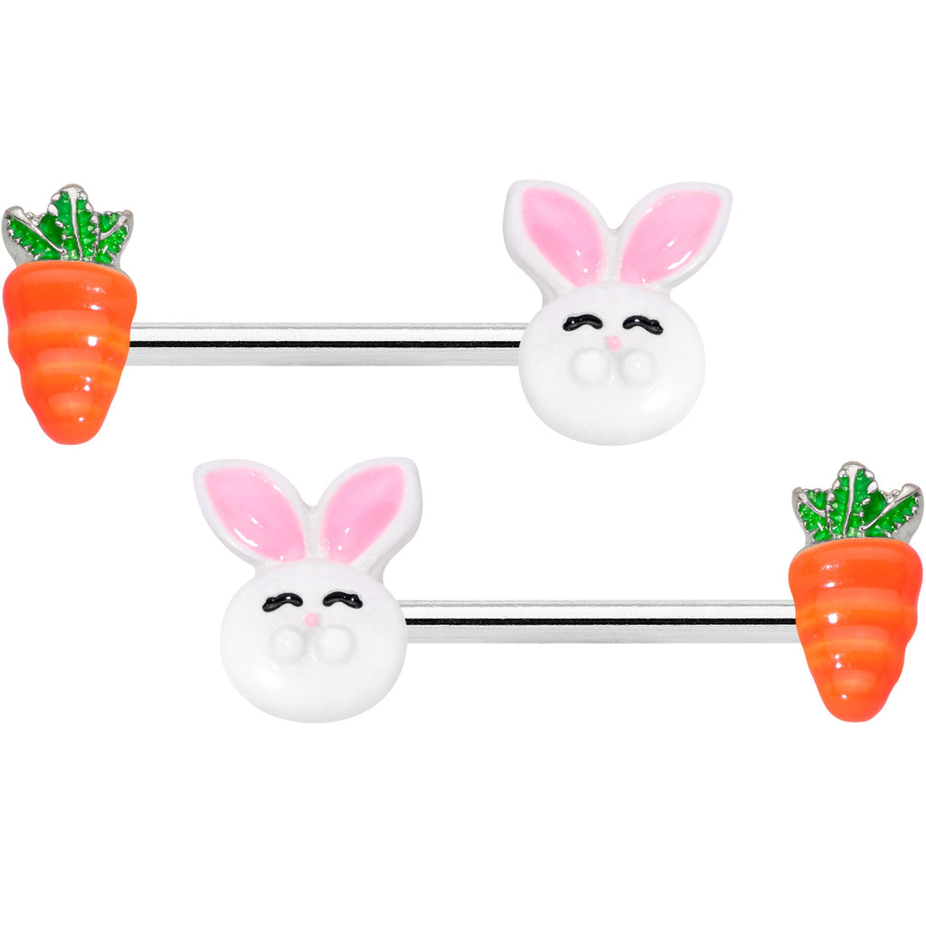 BodyCandy 14G 9/16 Carrot Easter Bunny Barbell Nipple Ring Set — main product shot