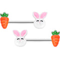 BodyCandy 14G 9/16 Carrot Easter Bunny Barbell Nipple Ring Set — main product shot