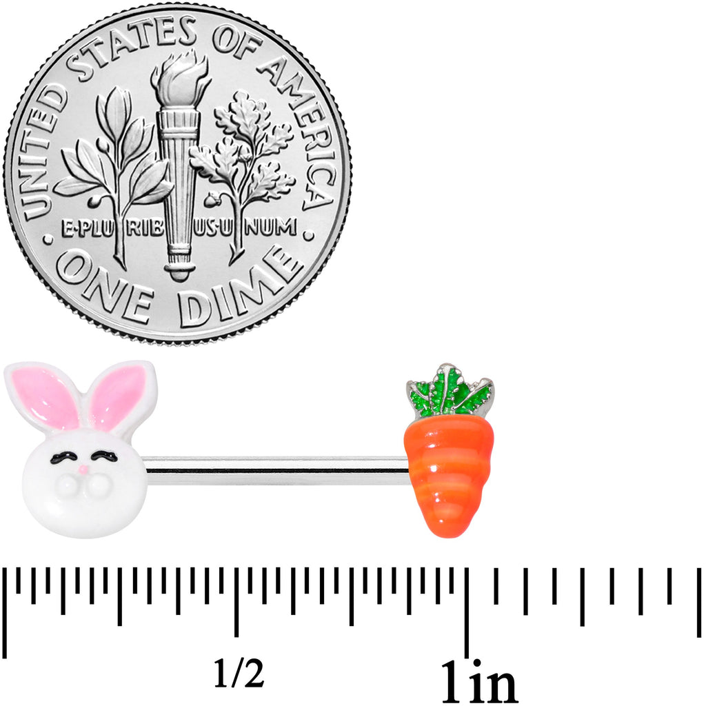 BodyCandy 14G 9/16 Carrot Easter Bunny Barbell Nipple Ring Set — lifestyle context