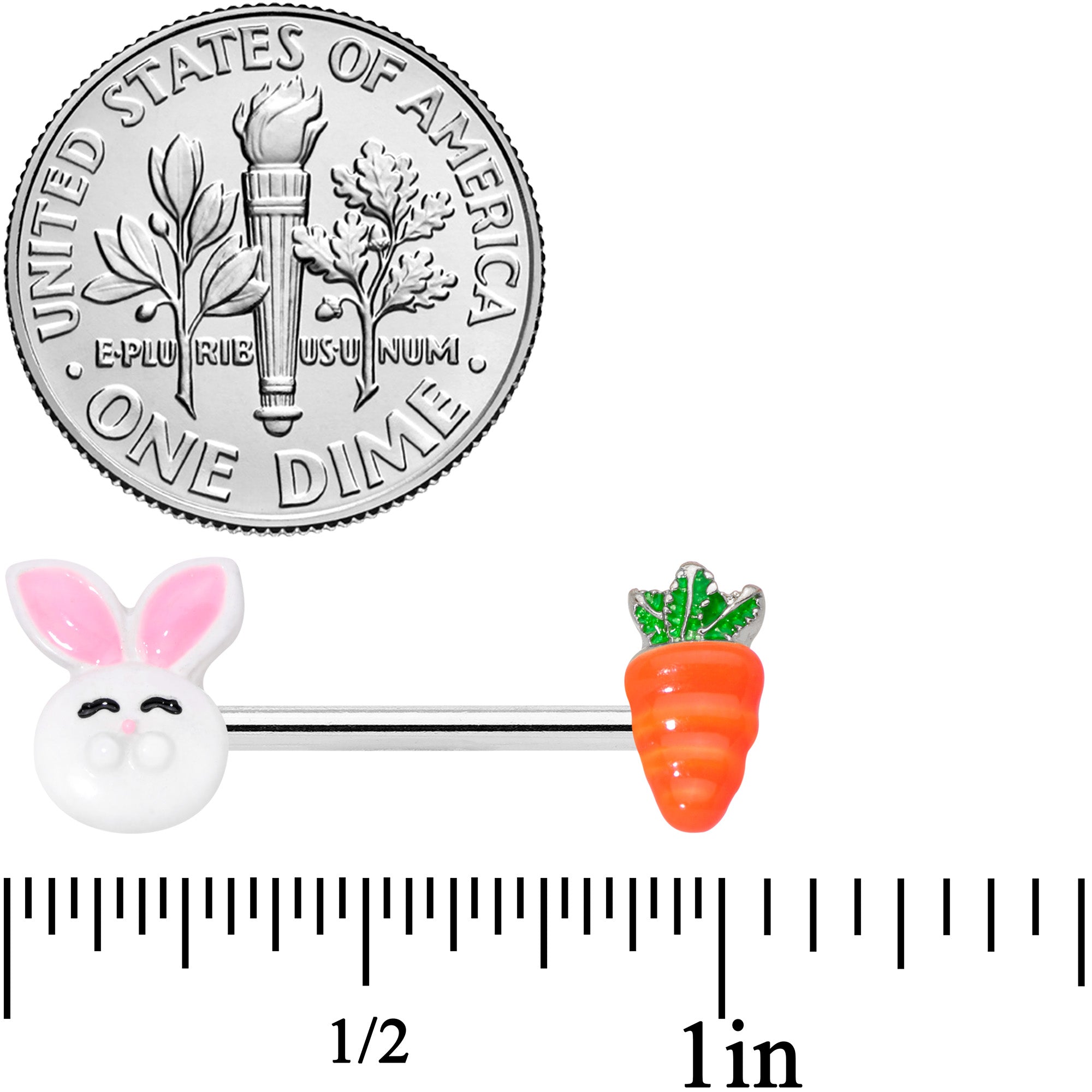 BodyCandy 14G 9/16 Carrot Easter Bunny Barbell Nipple Ring Set — lifestyle context