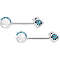 BodyCandy 14G 9/16 Aqua Gem Basket Chick Barbell Nipple Ring Set — main product shot