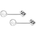 BodyCandy 14G 9/16 Clear Gem Basket Chick Barbell Nipple Ring Set — main product shot