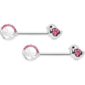 BodyCandy 14G 9/16 Pink Gem Basket Chick Barbell Nipple Ring Set — main product shot