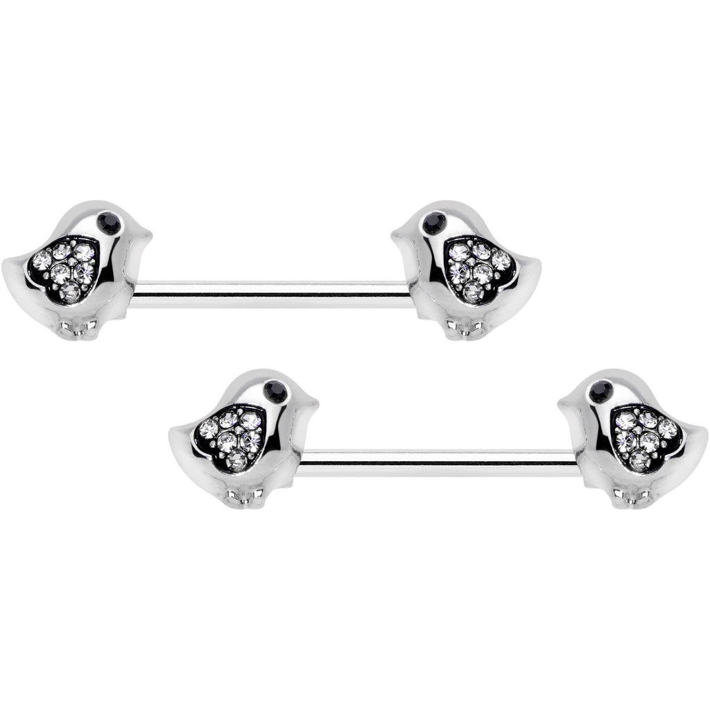 BodyCandy 14G 9/16 Clear Gem Easter Chick Nipple Ring Set — main product shot