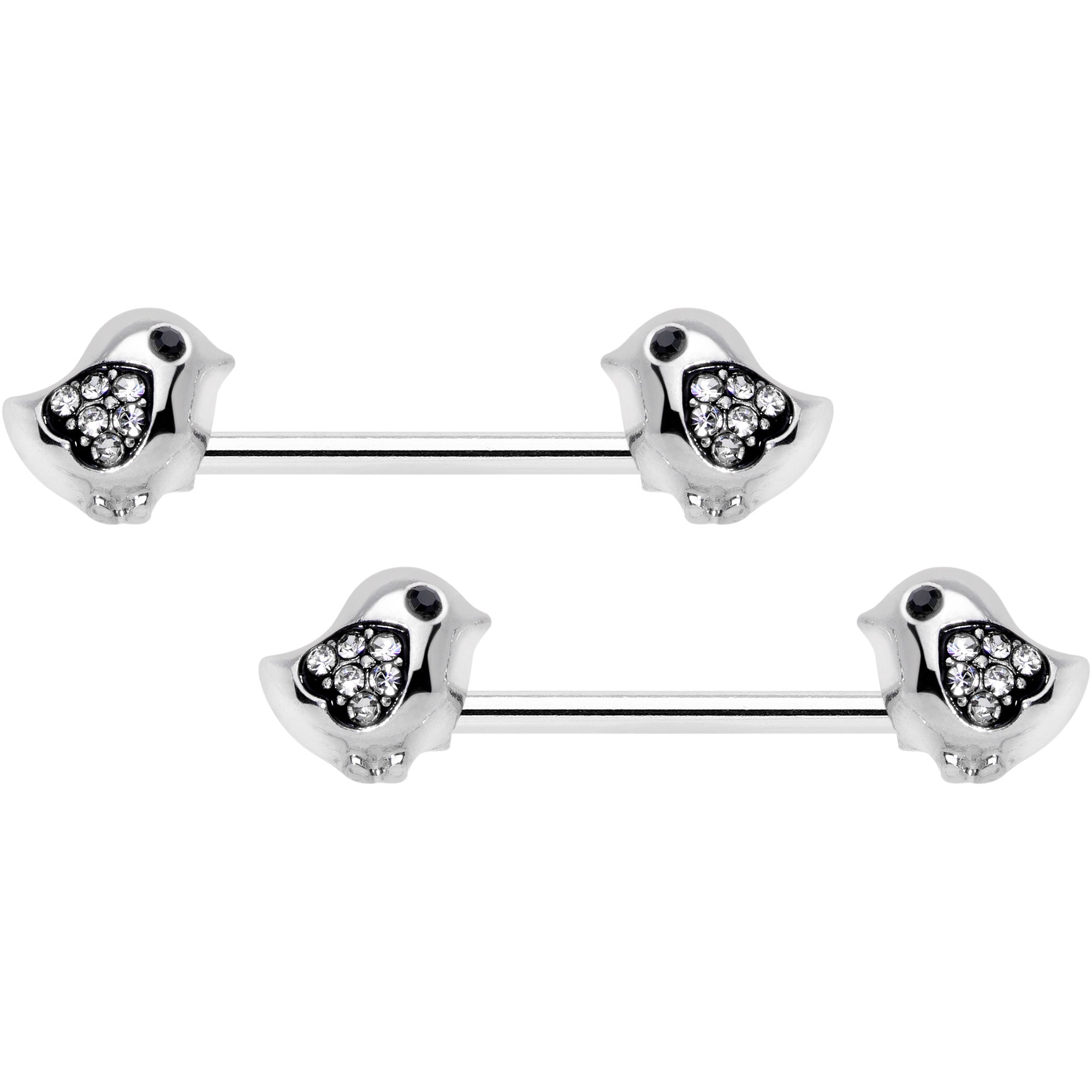 BodyCandy 14G 9/16 Clear Gem Easter Chick Nipple Ring Set — main product shot