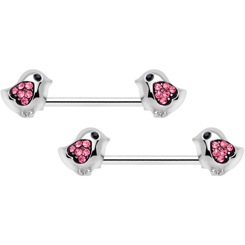 BodyCandy 14G 9/16 Pink Gem Easter Chick Nipple Ring Set — main product shot