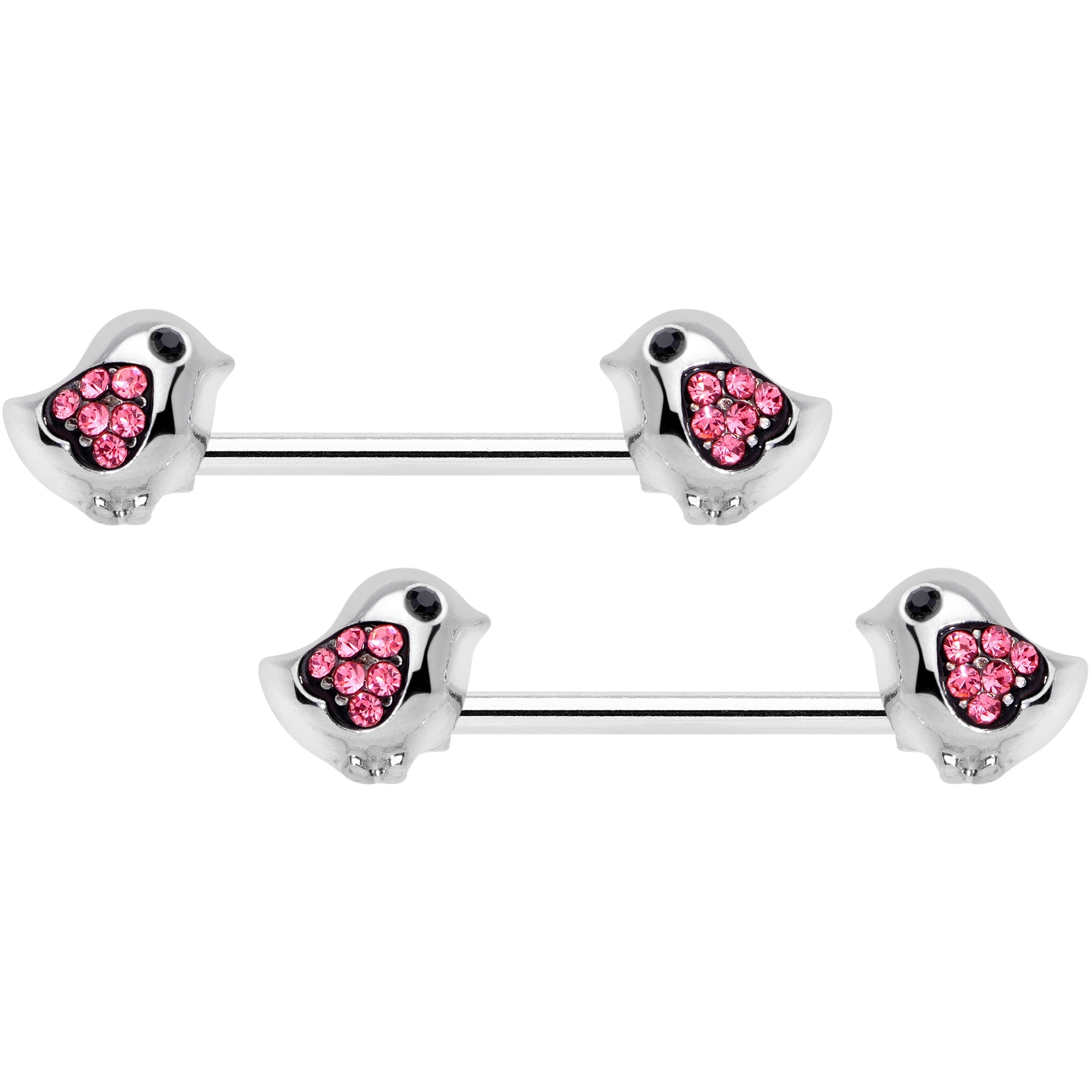BodyCandy 14G 9/16 Pink Gem Easter Chick Nipple Ring Set — main product shot