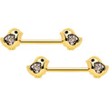 BodyCandy 14G 9/16 Clear Gem Gold Tone Easter Chick Nipple Ring Set — main product shot