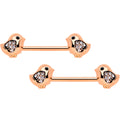 BodyCandy 14G 9/16 Clear Gem Rose Gold Tone Easter Chick Nipple Ring Set — main product shot