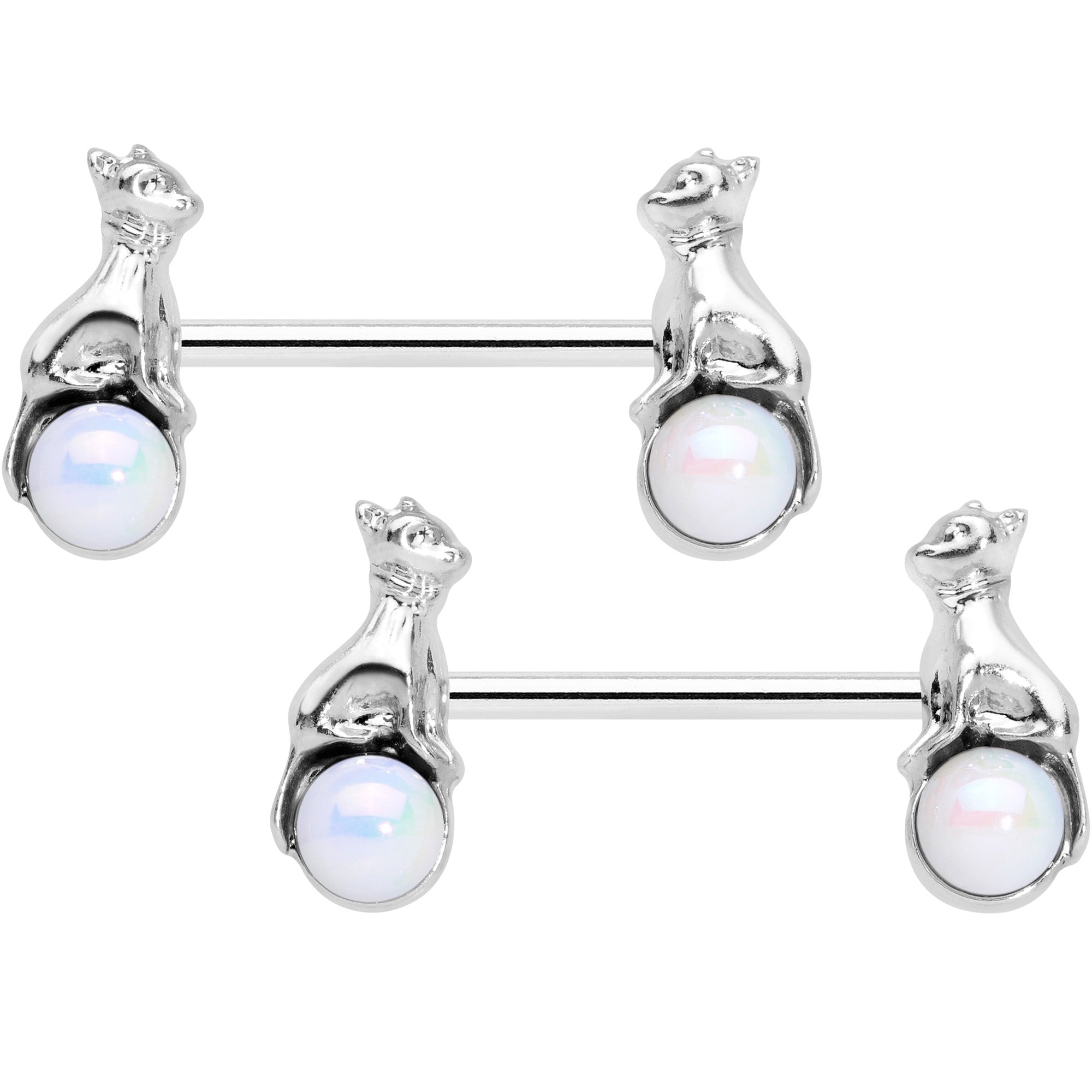 BodyCandy 14G 9/16 Aurora Orb Baby Bear Barbell Nipple Ring Set — main product shot