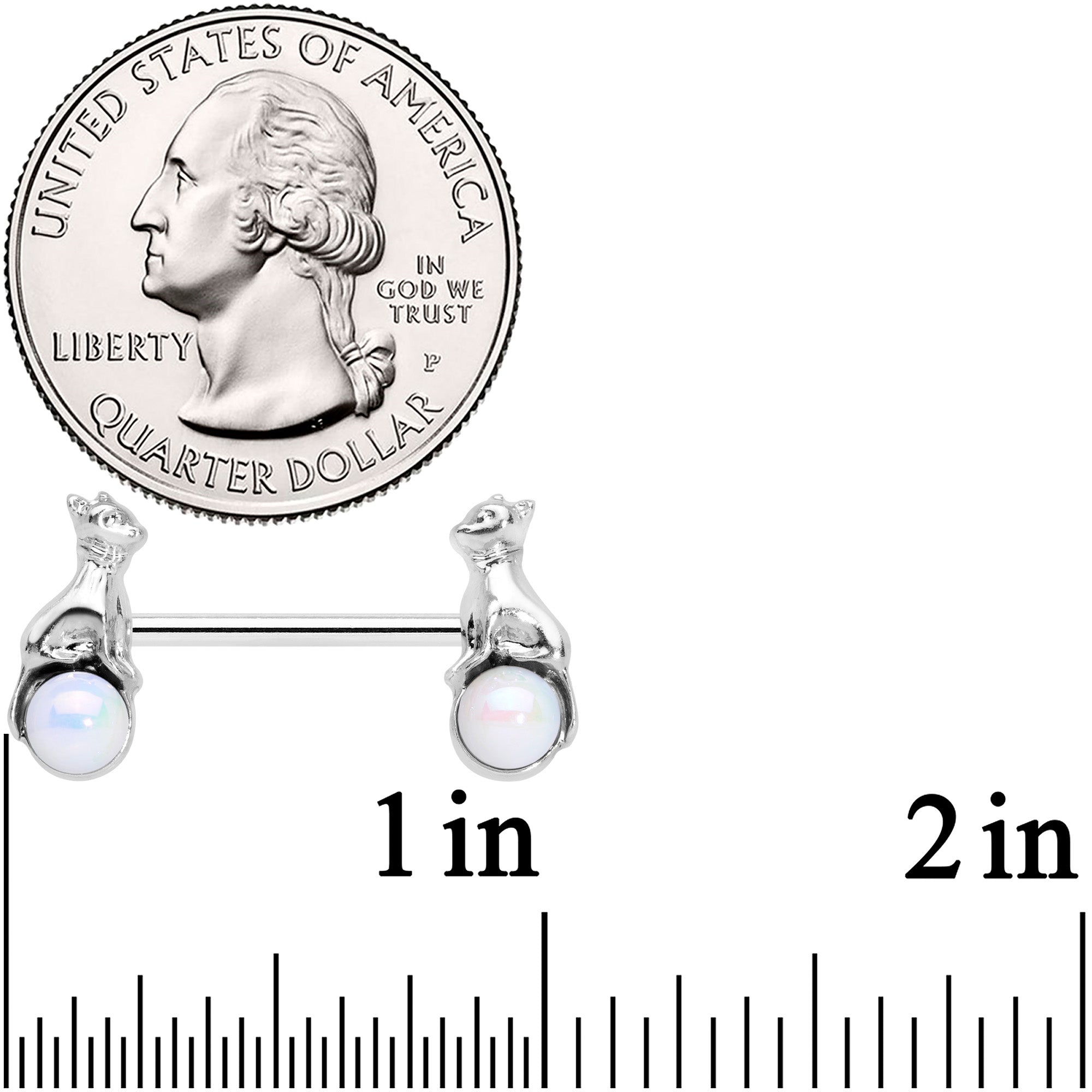BodyCandy 14G 9/16 Aurora Orb Baby Bear Barbell Nipple Ring Set — lifestyle context