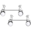 BodyCandy 14G 9/16 White Orb Baby Bear Barbell Nipple Ring Set — main product shot