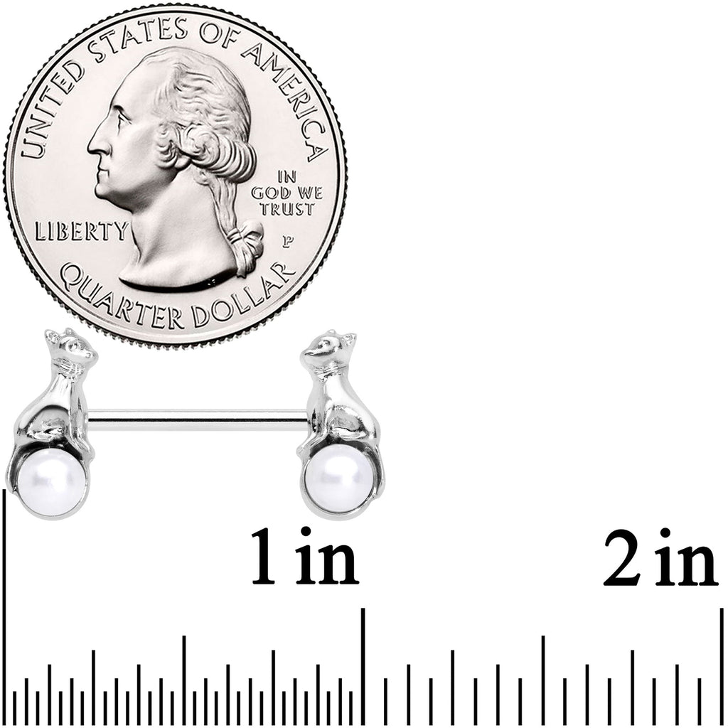 BodyCandy 14G 9/16 White Orb Baby Bear Barbell Nipple Ring Set — lifestyle context
