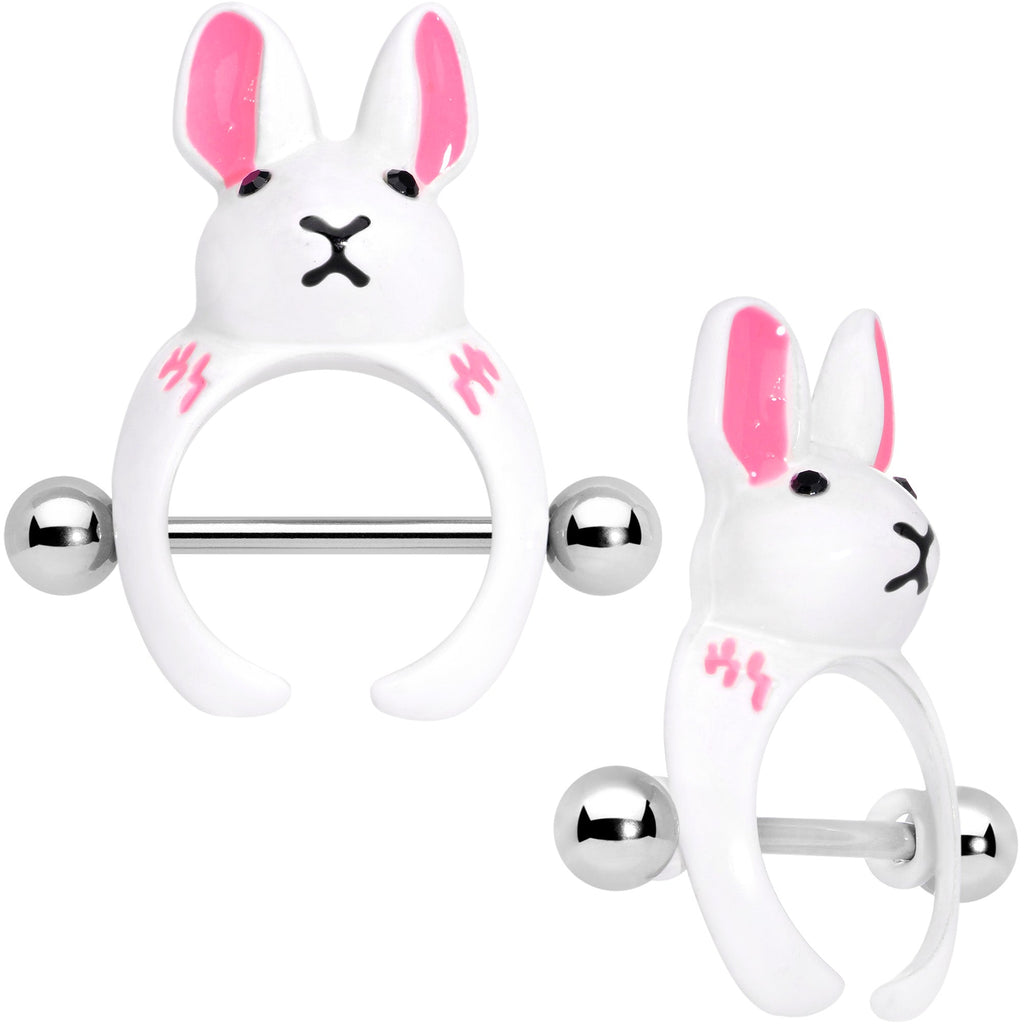BodyCandy 14G 9/16 White Rabbit Easter Nipple Shield Set — main product shot