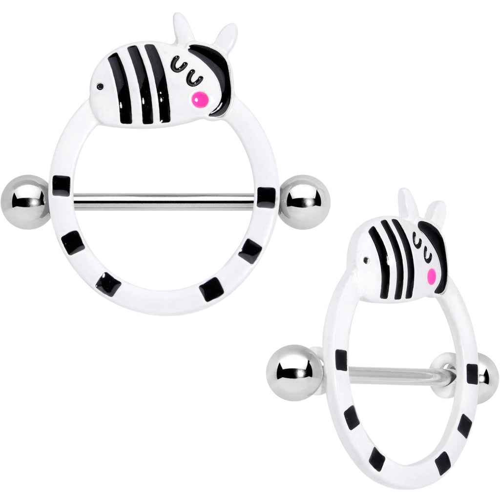 BodyCandy 14G 5/8 Zany Zebra Nipple Shield Set — main product shot