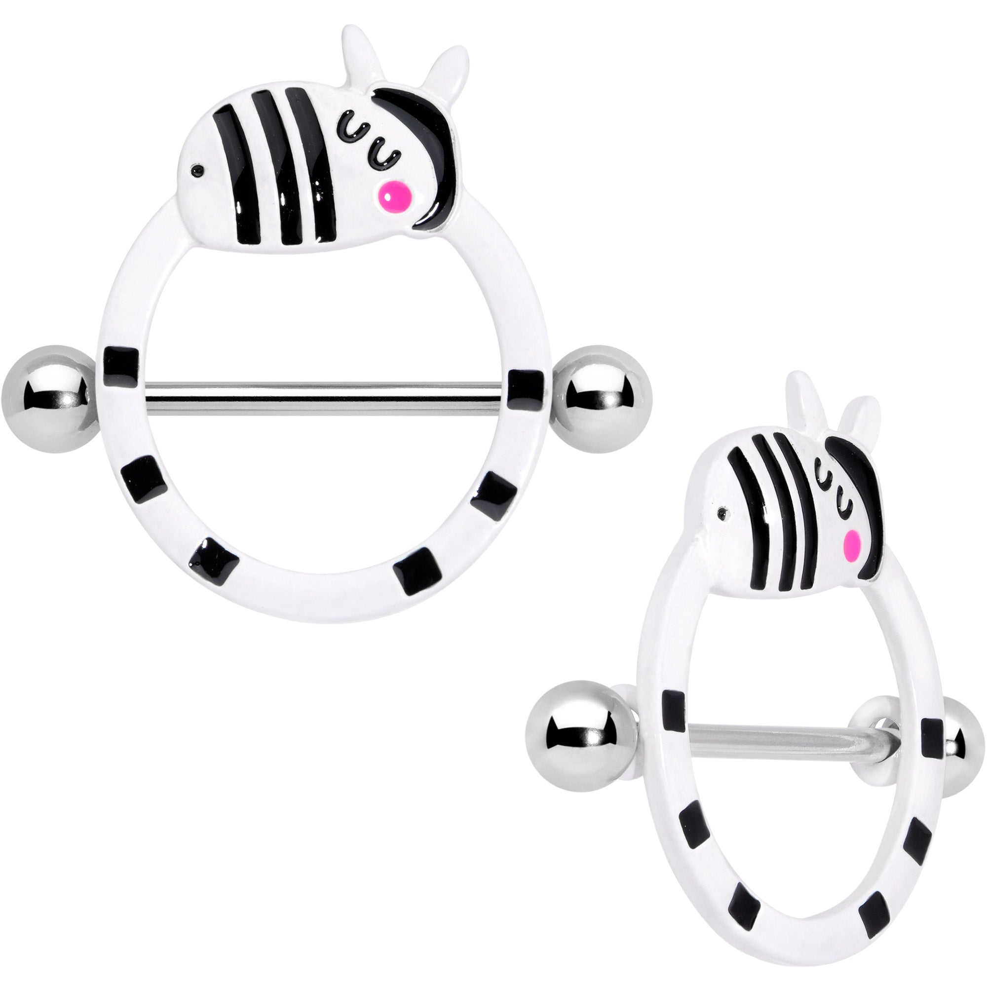 BodyCandy 14G 5/8 Zany Zebra Nipple Shield Set — main product shot
