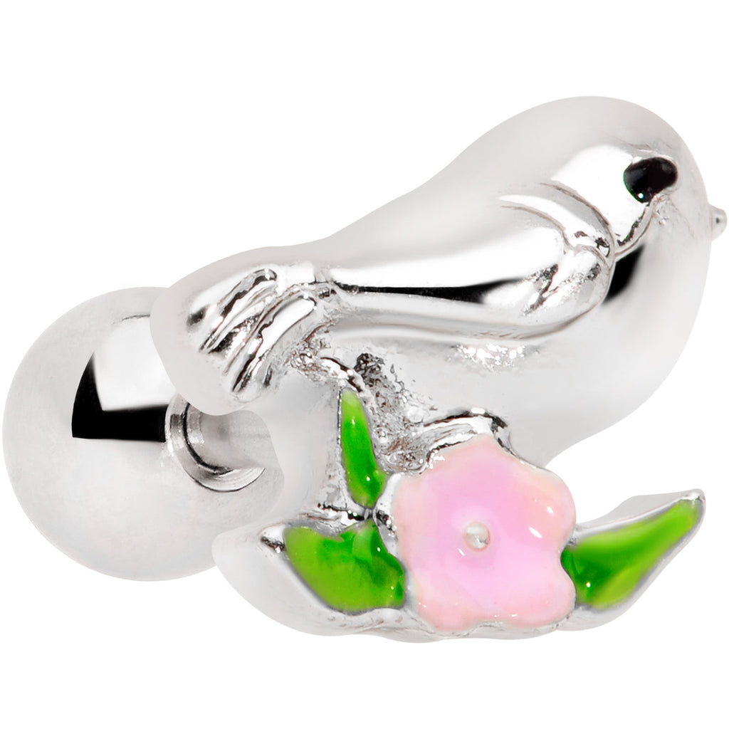 BodyCandy 16G 1/4 Bird Pink Flower Cartilage Tragus — main product shot