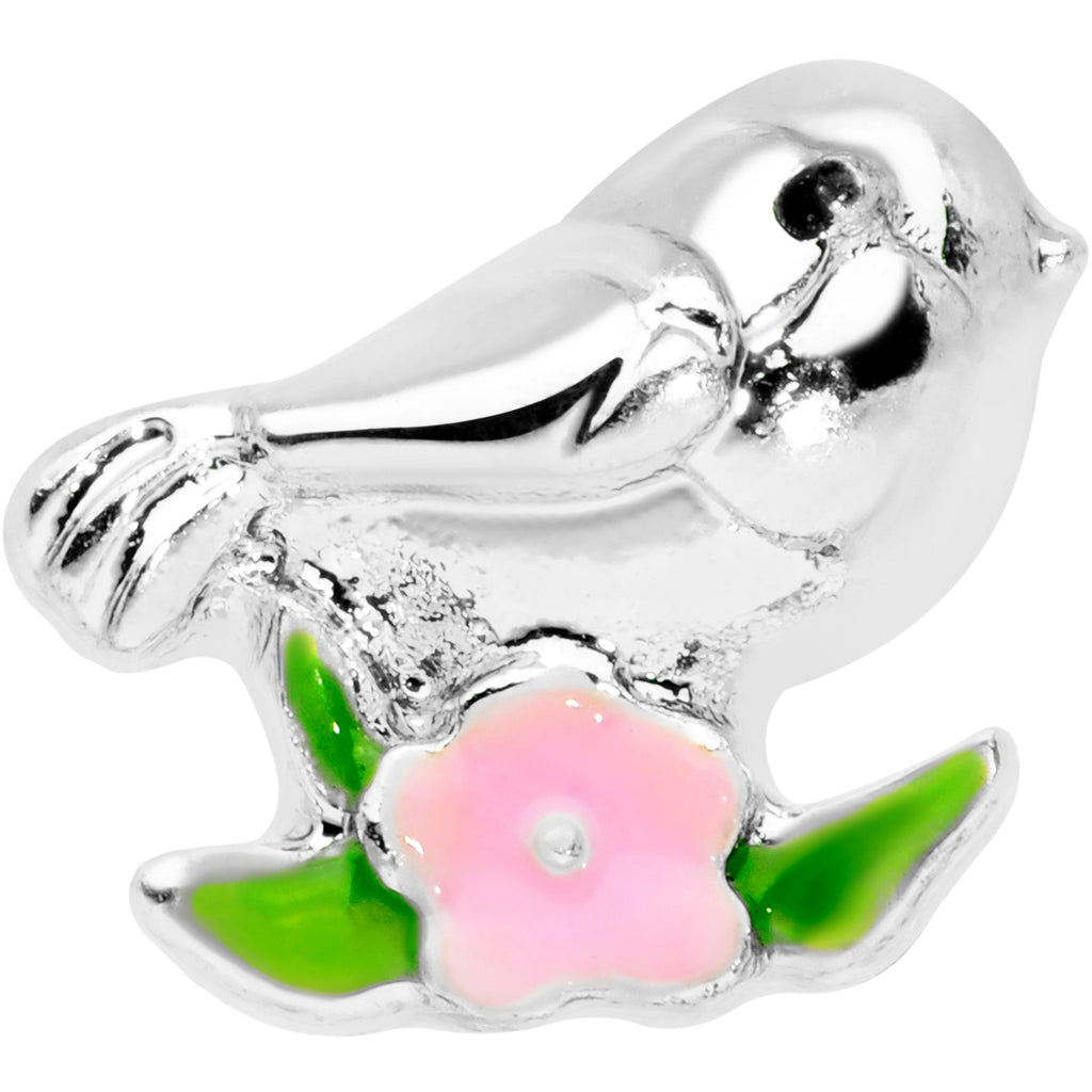 BodyCandy 16G 1/4 Bird Pink Flower Cartilage Tragus — detail close-up
