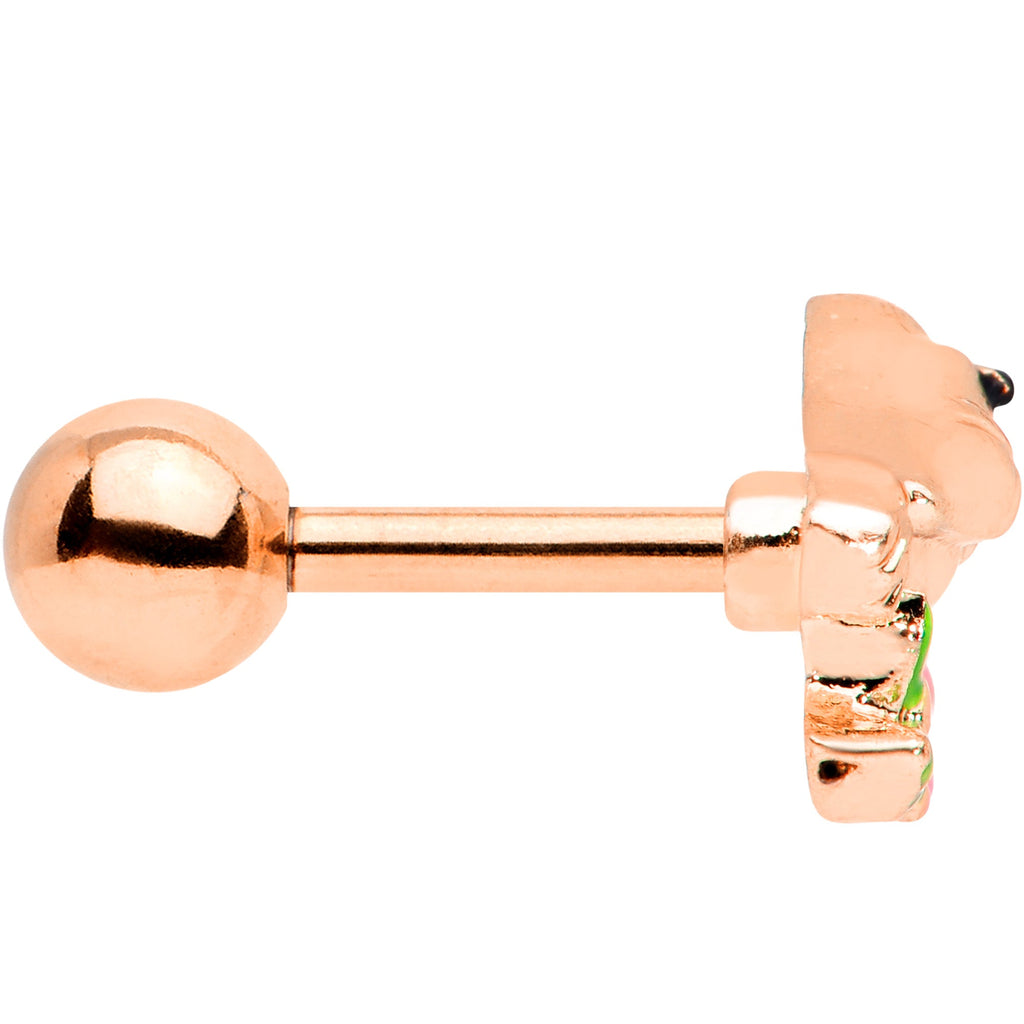 BodyCandy 16G 1/4 Rose Gold Tone Bird Pink Flower Cartilage Tragus — lifestyle context