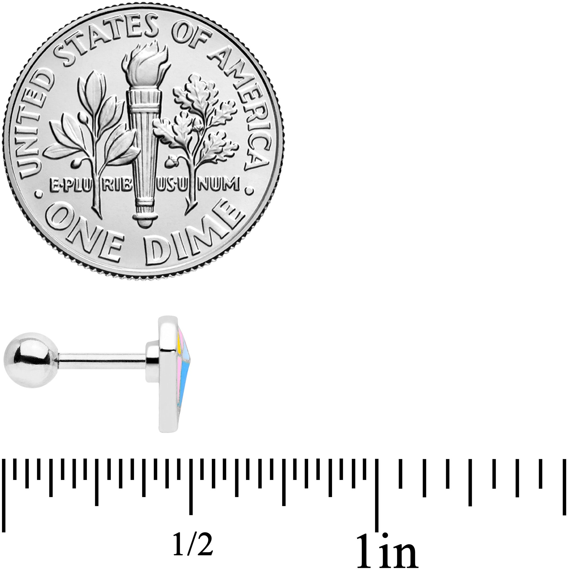 BodyCandy 16G 1/4 Geologist Prize Cartilage Tragus — side view