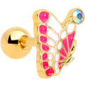 BodyCandy 16G 1/4 Aurora Gem Gold Tone Butterfly Cartilage Tragus — main product shot