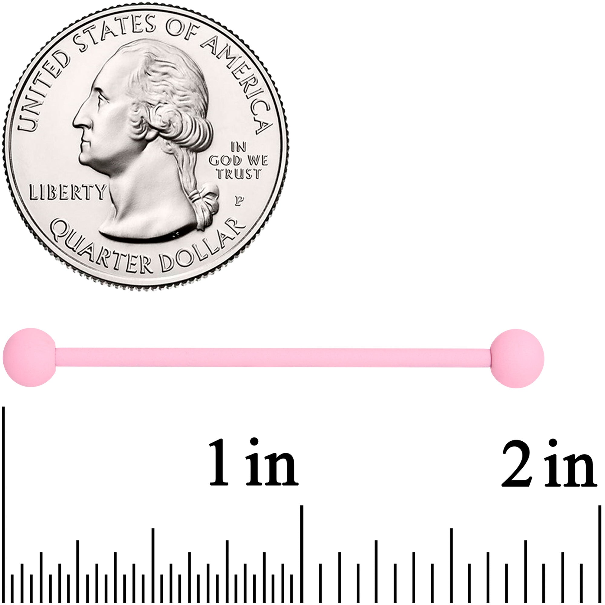 BodyCandy 14G Petal Pink Matte Industrial Barbell 38mm — side view