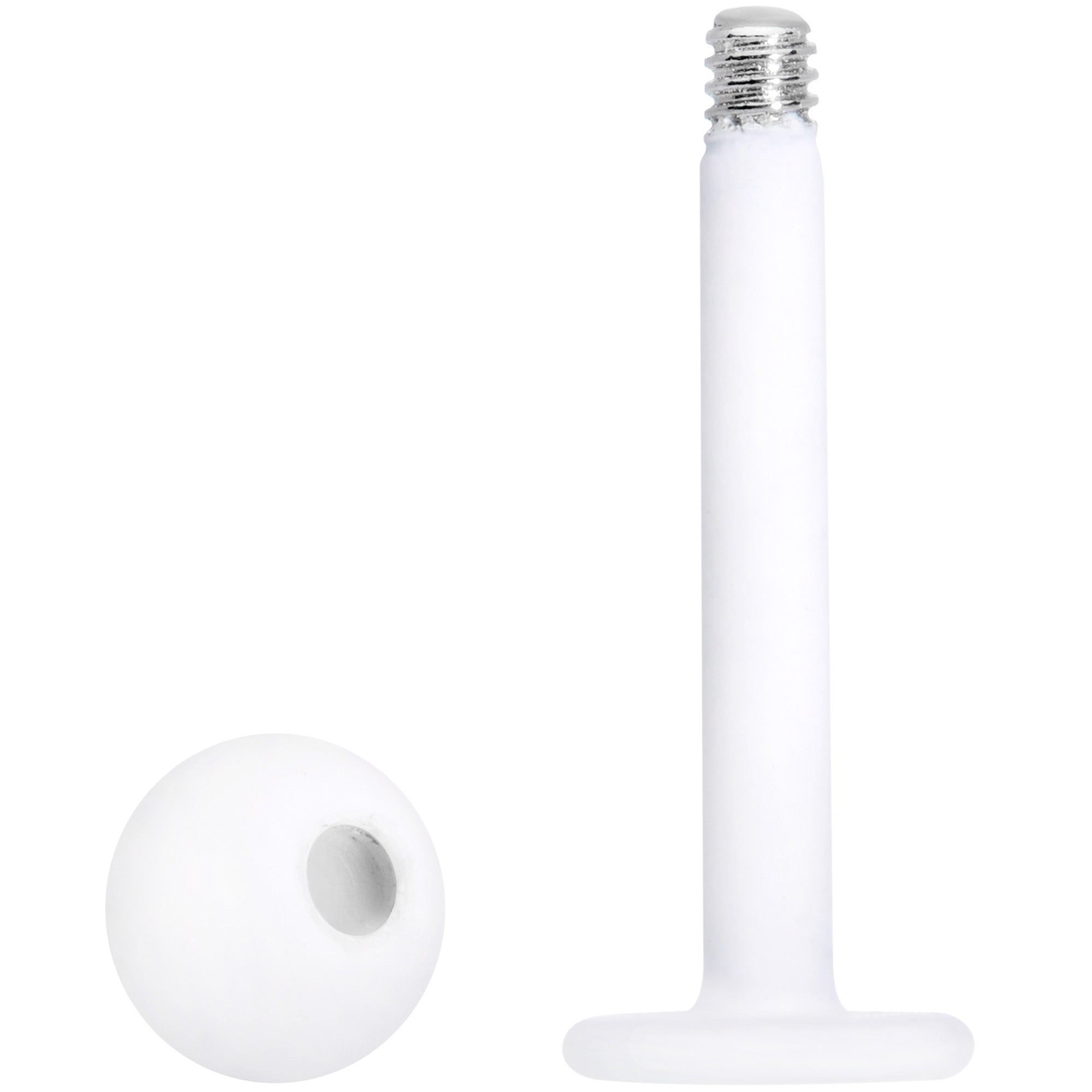 BodyCandy 16G 5/16 White Acrylic Matte Labret Monroe Tragus — side view