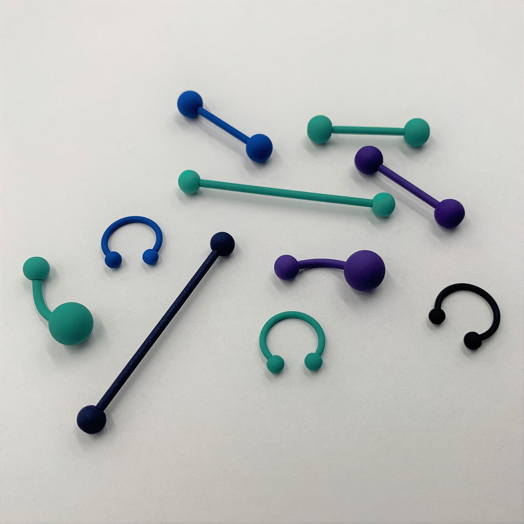 BodyCandy 16G 3/8 Totally Teal Matte Horseshoe Circular Barbell — side view